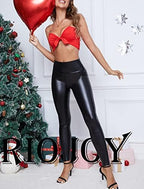 RIOJOY Womens Sexy Leather Leggings PU High Waist Butt Lifting Pleather Pants Stretchy Faux Leather Tights Push Up