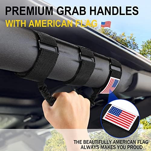 moveland 4 Pack Roll Bar Grab Handles, Paracord Grip Handles for 1955-2023 Jeep Wrangler JL, JK, TJ, YJ & Jeep Gladiator Accessories - Upgrade Metal Buckle, Strong & Durable