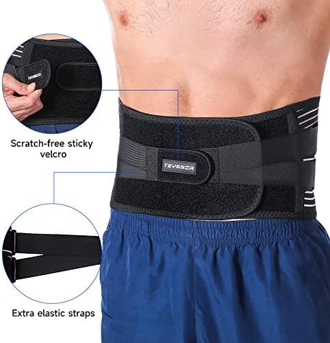 Teyssor Back Brace for Lower Back Pain Relief, Adjustable Lumbar Support Belt with 6 Stays, Back Support Belt for Men and Women(M, Pack of 1)