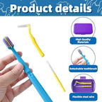 6-in-1 Orthodontic Oral Care Kit with Case – Detachable Toothbrush, Interdental Brush, Dental Floss Pick, Toothpick Brush, Dental Wax with Cutter, Elastic Hook Set for Braces Daily Travel Use (Purple)