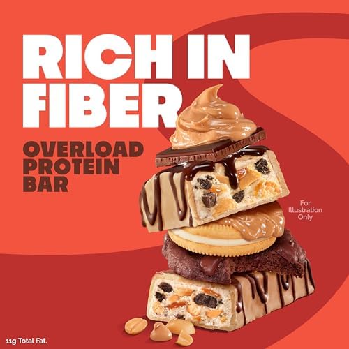 Quest Nutrition Overload Protein Bars, Nutty by Nature Flavored Protein Bars, 20g Protein, 1g Sugar, 3g Net Carbs, Gluten Free, 12 Count