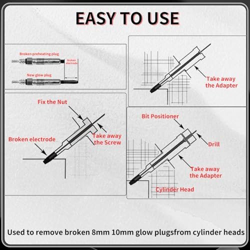 22PCS Universal Glow Plug Removal Tool Kit, Glow Plug Electrodes Removal Tool for M8 & M10, Drilling Tapping Extractor Small Engine Repair Automotive Puller Extraction Sets