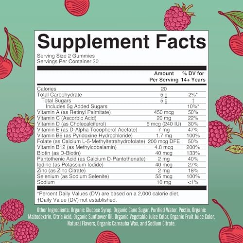 MARYRUTH'S Multivitamin Gummies for Women Ages 14+ | Immune Support | Hair & Skin Health | Reproductive Health | Vitamin A C D E B6 B12 Biotin Zinc Iodine | Organic | Vegan | Non-GMO | 60 Count