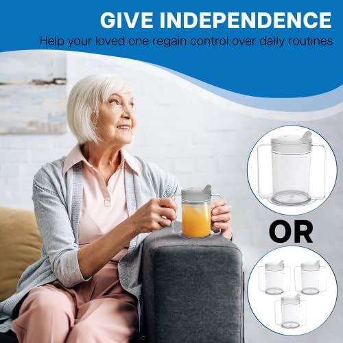 Providence Spillproof 12oz Adult Sippy Cup with Handles - Independence Sip Cups for Adults with Limited Mobility - Handicap Cups for Elderly Care - Made in the USA - PSC 50-10 Pack