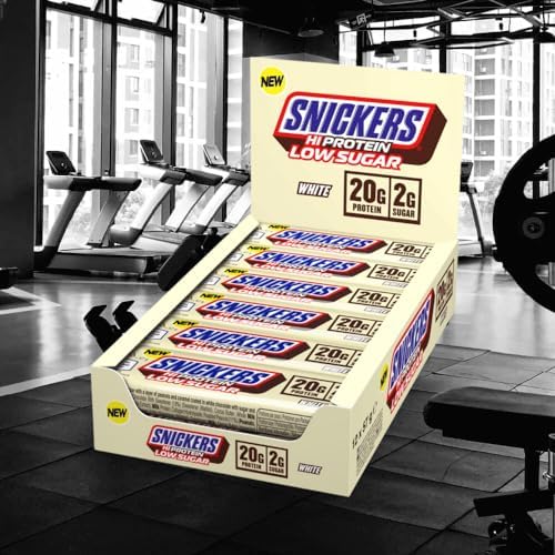 Snickers Bars - Low Sugar High Protein Bars- White Chocolate - 12x57g,12 Count (Pack of 1)