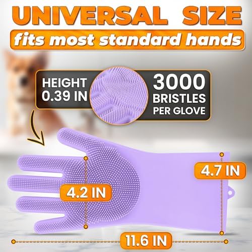 Silicone Dish Gloves with Scrubbers – Thick Tear-Resistant Dishwashing Gloves for Washing Dishes, Kitchen Cleaning, Bathroom Scrubbing & Daily Chores – Durable, Reusable Multi-Purpose Design