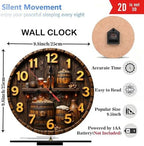 Lancholy Wooden Barrel Beer Pub Clock Wall Decor 10-Inch Wooden Wall Clock, Silent Movement, Battery Operated (AA Batteries Not Included), Artistic Home Decor, Perfect for Home Accents