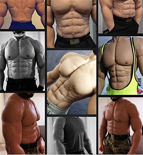 Male Chest Silicone Muscle Suit, Silicone Muscle Chest Bodysuit with Arms, Cosplay Male Suit Fake Belly Crossdresser Realistic Silicone No-Oil Simulation Muscle,Ivory-Regular