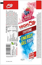 HIGH5 Aqua Caffeine Carbohydrate Gels - Running Supplements for Fast Energy - Natural Fruit Juice - Muscle Gel Endurance Fuel for Cycle Nutrition & Energy Gels for Hiking (Berry, 20 x 66g)