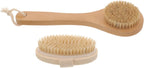 FRCOLOR 2pcs Exfoliating Bath Brush and Body Scrubber Set with Maple Wood Handle, Round Bathing Brush for Dead Skin Removal, Suitable for Women’s Spa and Daily Bathing Use