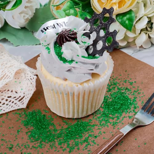 Green Sanding Sugar - Sparkling Sugar Crystals for Baking Decorations (130g/4.6oz) - Edible on Cookies, Cupcakes, Cakes, Ice Cream | Wedding, Party, Valentines Sugar Sprinkles