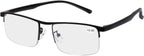 MIRYEA Progressive Multifocus Computer Reading Glasses Blue Light Blocking Multifocal Readers for Men and Women Multi Focus Eyeglasses Eyewear Anti Glare Light Weight TR90 Semi-rimless Frame