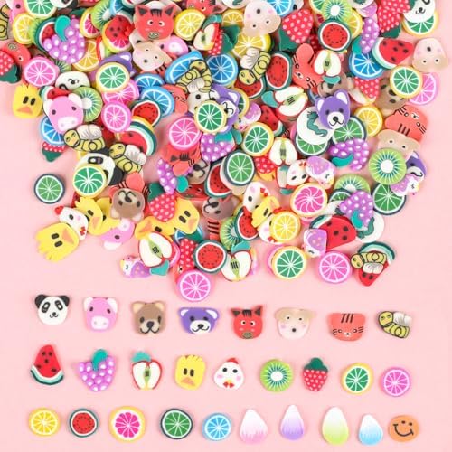 DECORA 3000pcs Fruit Nail Art Slice, Fruit Slime Charms 14 Styles DIY Crafts Assorted 3D Slice 3-5mm for Clay Nail Art Decoration