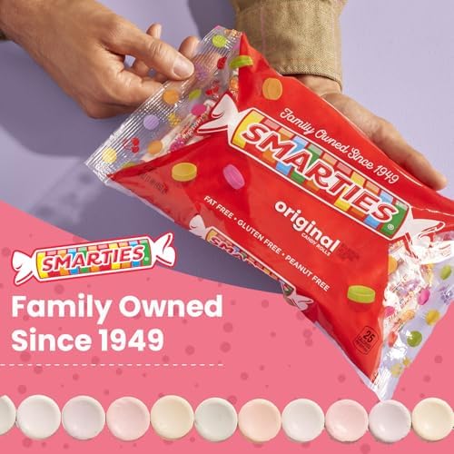 Smarties Candy Bulk Rolls Original Flavor, Gluten & Vegan Free, Classic Sweetness from Family Owned Company Since 1949, Peanut-Free & Dairy-Free, Perfect Halloween, 1 lb Bag
