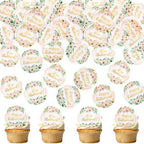 40Pcs Edible Floral Happy Retirement Cupcake Toppers Circle I'm Retired Cupcake Picks for Female Retirement Farewell Party Official Retired Women's 67th 70th Birthday Cupcake Cake Decorations
