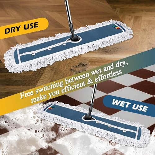 MASTERTOP Cotton Dust Mop Heads Replacement, 93cm Wide Commercial Mop Cleaning Head for Hardwood, Tile, Laminate,Garage,School,Mall