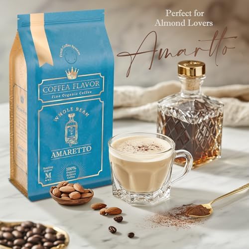 Amaretto Flavored Whole Bean Coffee – 100% Arabica, Single Origin, Medium Roast, Naturally Sweetened, Indulgent and Smooth – Perfect for Cold Brew – by Coffea Flavor