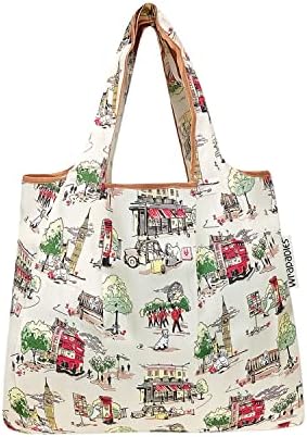 allydrew Foldable Tote Nylon Reusable Grocery Bag (Set of 2), London
