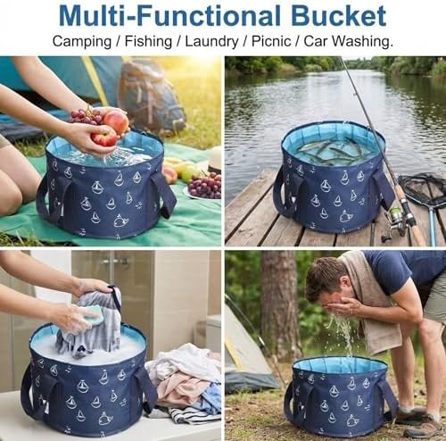 27L Extra Large Collapsible Foot Bath Basin, Deep Foot Soaking Tub for Travel & Camping, Portable Foldable Water Bucket with Handle, High-Sided Pedicure Spa Tub for Home, Outdoor, Fishing, Laundry