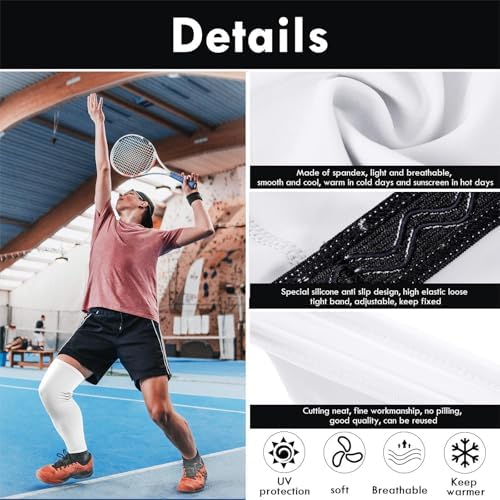 Skylety Leg Sleeves Compression Long Knee Sleeve UV Protect for Men Women Sport Basketball Football