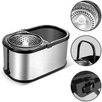 Spin Mop and Bucket with Wringer Set for Home,360° Mop and Bucket with Separate Clean and Dirty Water,Wet Dust Mop for Floor Cleaning with Extra Refills (Silver)