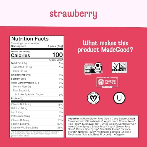 MadeGood Organic Strawberry Granola Bites, 5ct x 0.85oz