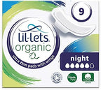 Lil-Lets Organic Night Pads | 9 Pads with Wings | Medium to Heavy Flow