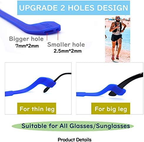 Glasses Strap Anti-Slip Silicone Eyeglass Strap Eyewear Retainers Sports Elastic Soft Sunglass Cord Holder for Men Women 2PCS(Black /Red)