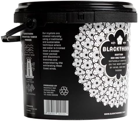 Blackthorn Scottish Gourmet Sea Salt Flakes - Natural and Unrefined, 50oz Resealable Tub