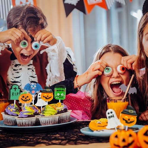 Auebriy Halloween Lollipop Suckers -30 Pack Fruity Halloween Candy Spooky Ghost, Bat, Pumpkin, Jack-O-Lantern, Tombstone, Monster Individually Wrapped Trick or Treat Candy in Gift Box for Party Favors