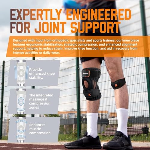 2-in-1 Professional Knee Brace for Pain Relief,Adjustable Knee Support with Patella Pad & Side Stabilizers, Compression Knee Sleeve for Meniscus Tear, ACL, Joint Pain, Runner, Workout-Men & Women