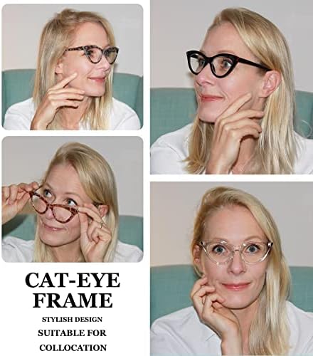 Eyekepper 4-Pack Progressive Multifocus Reading Glasses Blue Light Blocking for Women Cat-eye No Line Multifocal Readers +3.50