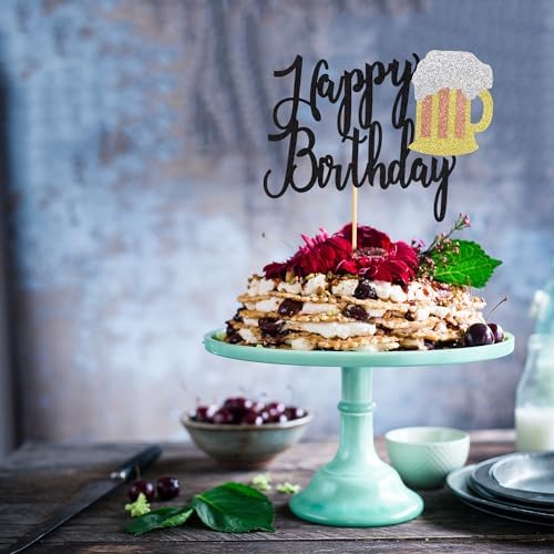 1Pc Beer Mug Happy Birthday Cake Topper Cheers Beers Cake Decoration for Celebrating Glorymoment Beer Theme Birthday Theme Party Supplies
