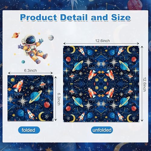Outer Space Party Napkins, 40PCS Outer Space Napkins Disposable, Astronaut Partys Supplies Birthday Decorations, Rocket Ship Party Dinner Paper Napkins for Wedding, Theme Partys, Birthday, 6.5" x 6.5"