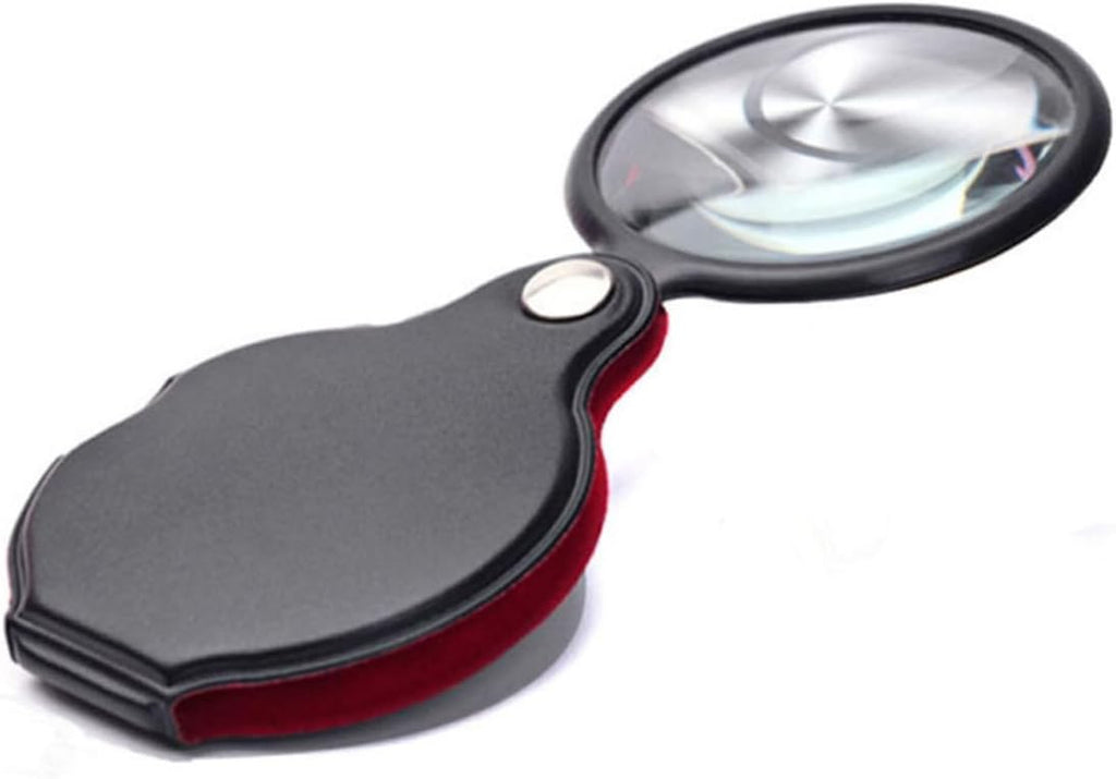 Beaupretty 5pcs Portable Handheld Magnifying Glasses Mini Leather Folding Loupes Soft Pouch Magnification for Boys and Girls Seniors Professionals
