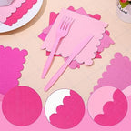 Whaline 200 Pack Hot Pink Cocktail Napkins Gradient Color Scalloped Beverage Napkins Disposable Paper Napkin with Scalloped Edges for Wedding Birthday Bridal Baby Shower Party Supplies