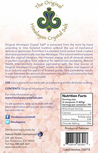 Original Himalayan Salt Crystal - Fine Granulated Culinary Salt for Cooking, Food Preparation and Health with 84 Trace Minerals (1 Pack)