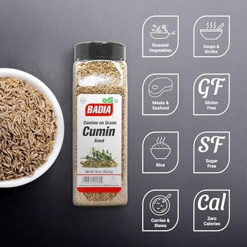 Badia Cumin Seeds, 16 oz - Whole Comino Seeds, Aromatic Flavor for Cooking, Spice Blends & Seasonings