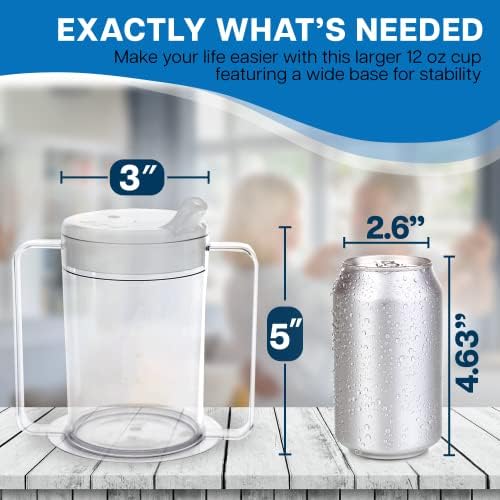 Providence Spillproof 12oz Adult Sippy Cup with Handles - Independence Sip Cups for Adults with Limited Mobility - Handicap Cups for Elderly Care - Made in the USA - PSC 50-10 Pack