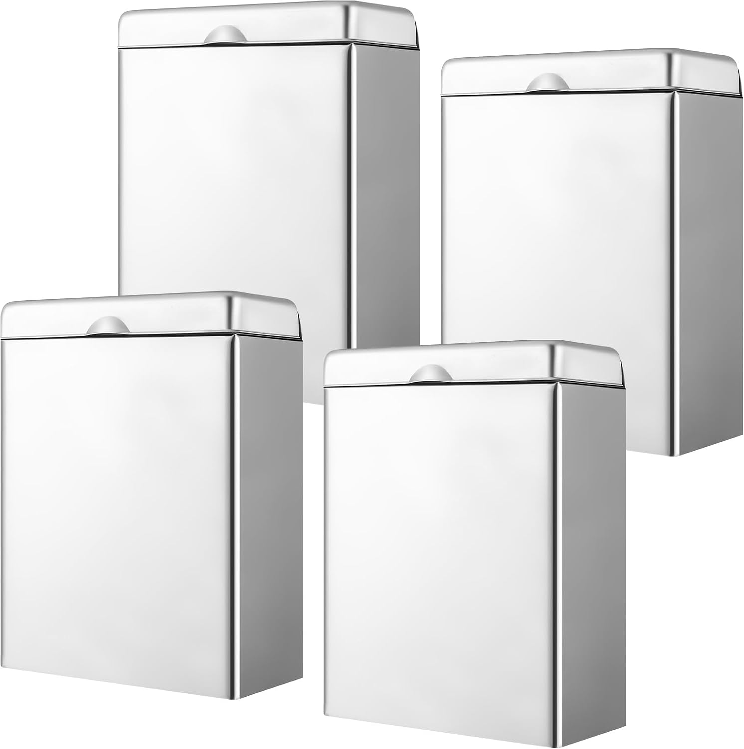 Tioncy 4 Pcs Sanitary Napkin Receptacle, Tampon Disposal Bin Wall Mounted Tampon Holder Stainless Steel Sanitary Napkin Disposal Bins for Home Office Public Restrooms Bathroom (Natural Color)