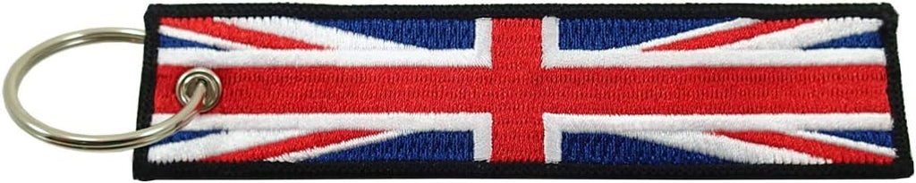 United Kingdom of Great Britain Union Jack Flag Key Chain, 100% Embroidered