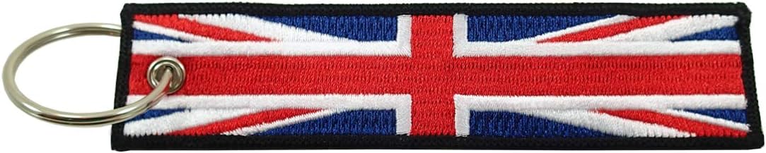 United Kingdom of Great Britain Union Jack Flag Key Chain, 100% Embroidered