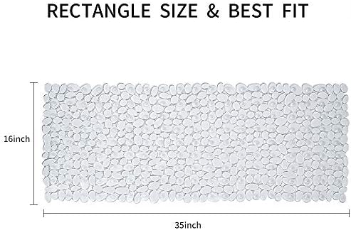 Pebble Bath Mat for Bathtub to Anti Slip Bathtub Mat in Shower with 16 Inches by 35 Inches (Clear)