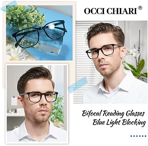 OCCI CHIARI Transition Bifocal Reading Glasses for Men XL Blue Light Blocking Readers