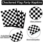 100 Pack Black and White Checkered Flag Party Napkins Disposable Race Car Birthday Party Supplies Racing Car Theme Party Paper Lunch Napkins for Baby Shower Kids Men Party Decorations Favors