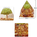 SUNYIK Orgone Pyramid & Orgone Pendulum Set, Tree of Life Orgonite Energy Generator & Orgone Crystal Points Pendulum for Divination Meditation Chakra Balancing, Carnelian