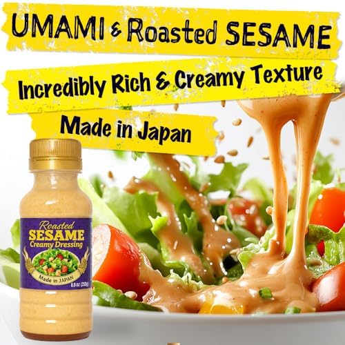 Japanese Roasted Sesame Dressing Low Calorie – Only 51 Calories per Serving, 0g Saturated Fat, Creamy Goma Sauce Made with Japanese Mayonnaise for Salads, Bowls, Dumplings & Noodles, Rich Umami Flavor, Made in Japan, 8.8 oz (250g)
