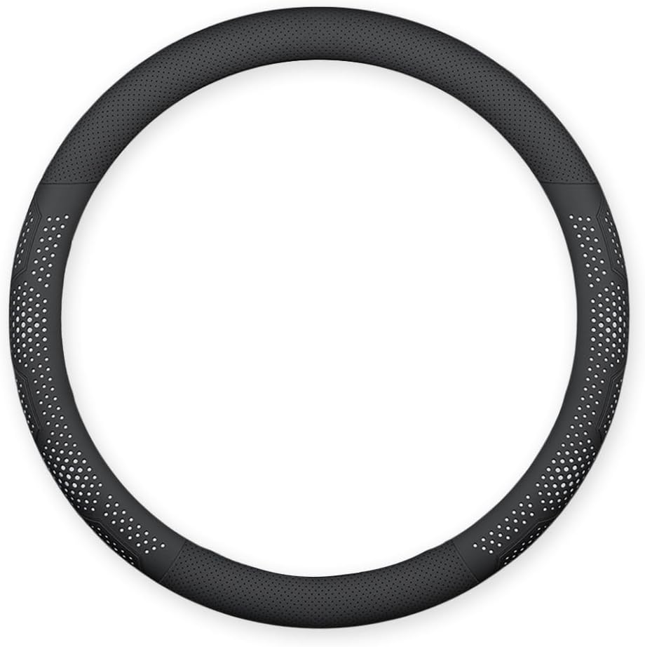 Car Steering Wheel Cover for Jeep Gladiator 2019–2025 2026 JT,Breathable Perforated Auto Steering Wheel Protector, Non-Slip Sporty Grip,Comfortable Sweat-Proof Vehicle Interior Trim,O-C