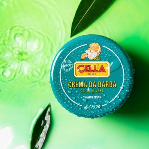 Cella Milano Aloe Vera Shaving Cream Soap, 150 g – Dense, Luxurious Lather with Razor-Glide Protection, Made in Italy Since 1899”