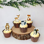 40Pcs Edible Animal Cupcake Toppers Wafer Paper Woodland Cupcake Toppers Picks for Animal Drink Topper Baby Shower or Birthday Party Decoration